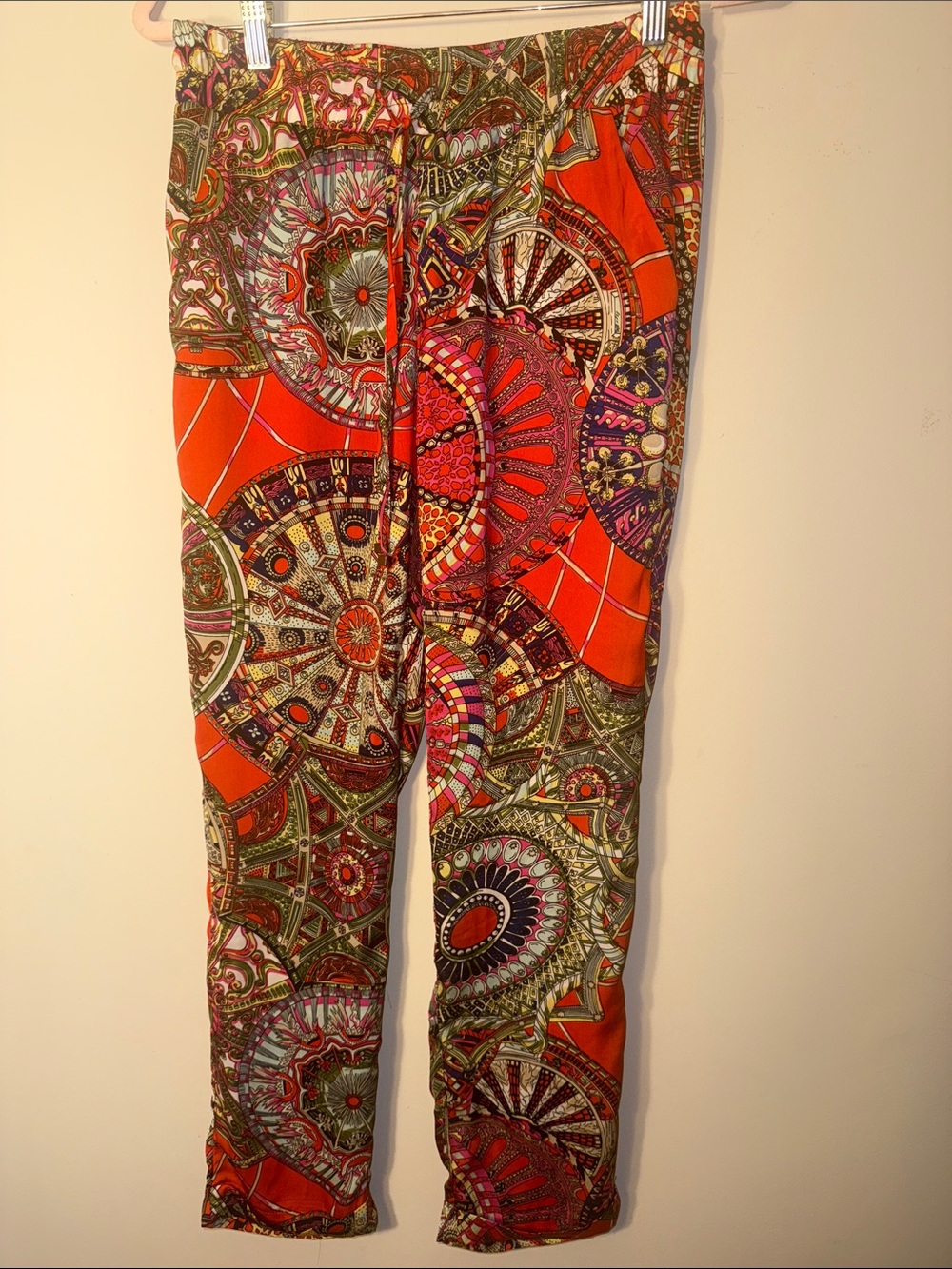 Printed Elastic-Waist Women’s Pants - Orange Multi
